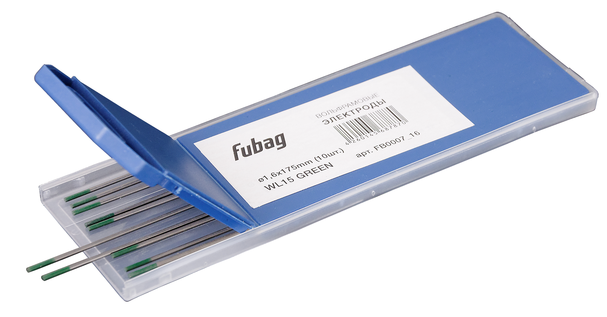 Вольфрамовые электроды D1.6x175 мм green -WP 10 шт Fubag